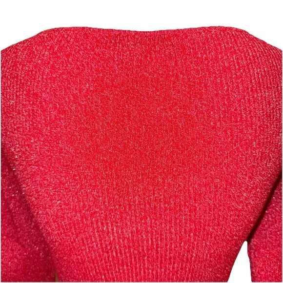 Jessica Simpson Red Sweater Women’s Cleavage Twist Stretch Tight Fit Size Medium - Picture 6 of 6